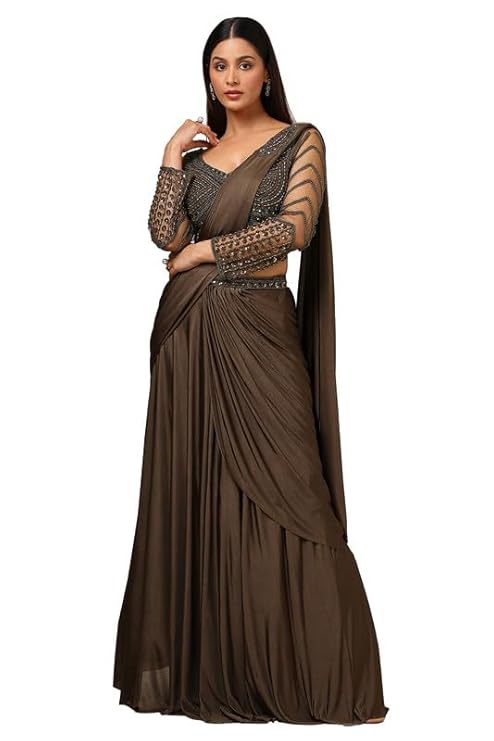 Soch Womens Beads Embellished Nylon Blend Ready-To-Wear Saree